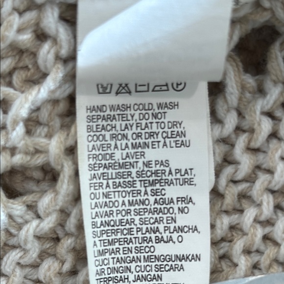 Lucky Brand Cream & Tan BOHO Style Crochet Open Knit Cardigan Sweater X-Large - Picture 15 of 15